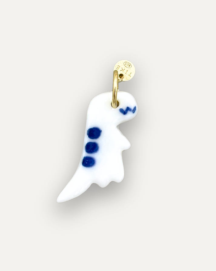 Blue Dinosaur Porcelain Charm
