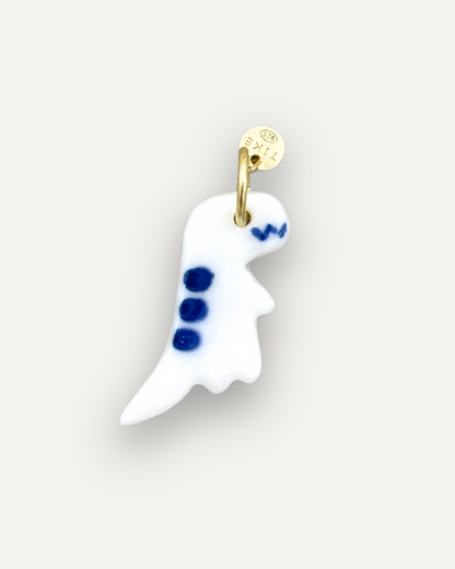 Blue Dinosaur Porcelain Charm