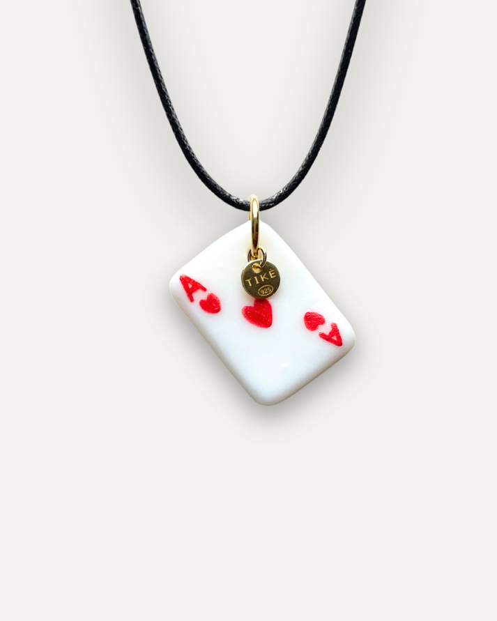 Charm in Porcellana Asso di Cuori rosso