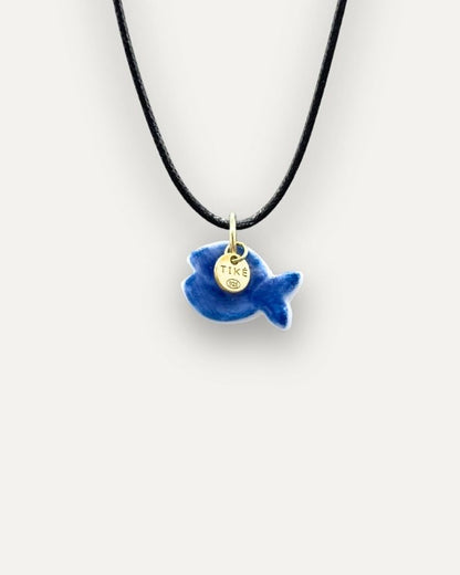 Charm in Porcellana Pesce Blu Tinta Unita