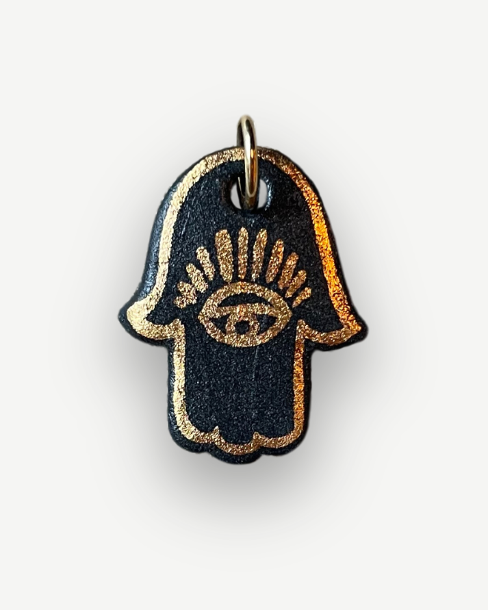 Porzellan-Charm Große schwarze Fatima-Hand