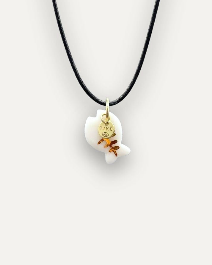 White Fish with Fishbone Pattern Porcelain Charm