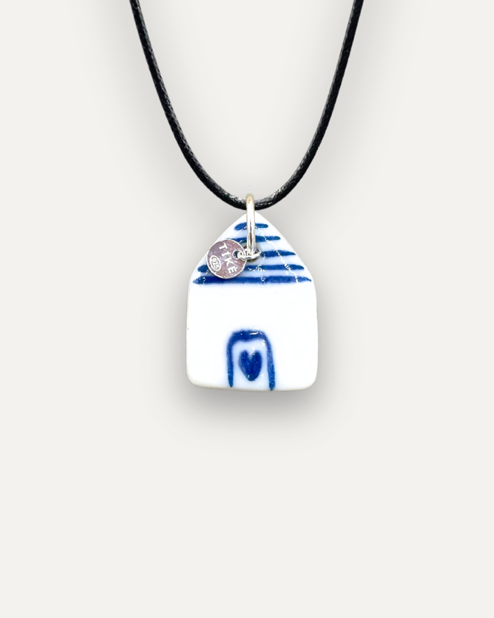 Blue trullo porcelain charm