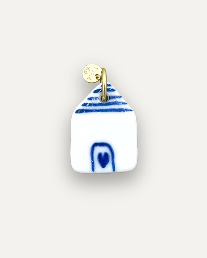 Blue trullo porcelain charm