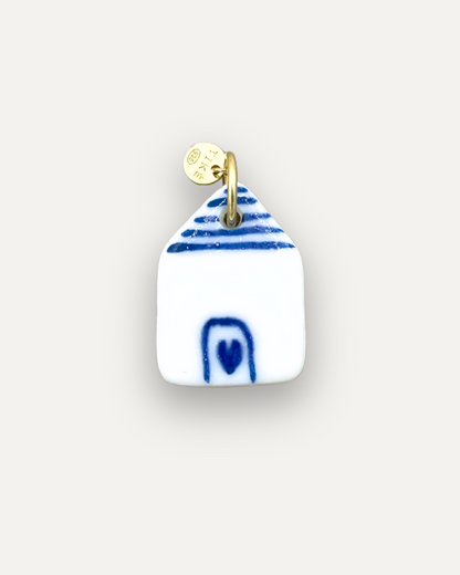 Blue trullo porcelain charm