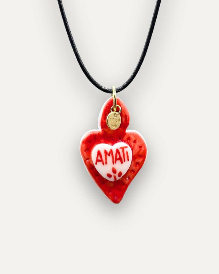 Red Amati Sacred Heart Porcelain Charm