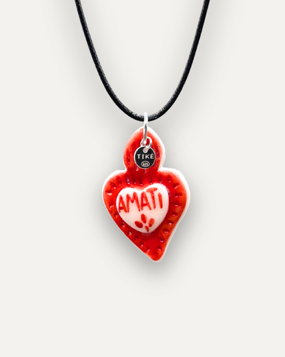 Red Amati Sacred Heart Porcelain Charm