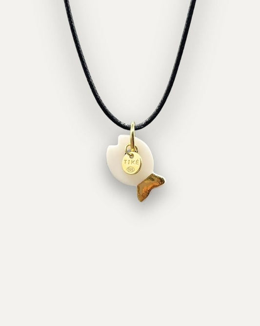 Charm in Porcellana Pesce Bianco coda Oro