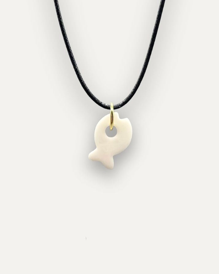 Blue fish with dots porcelain charm