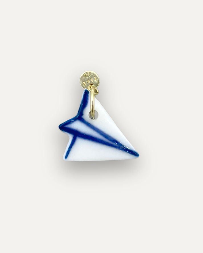 Blue Airplane Porcelain Charm