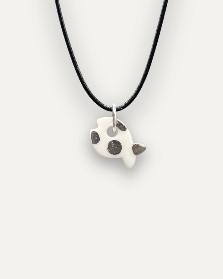 Platinum Fish with Dots Porcelain Charm