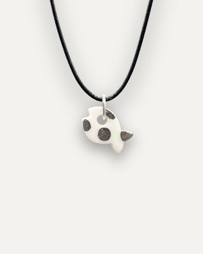Platinum Fish with Dots Porcelain Charm