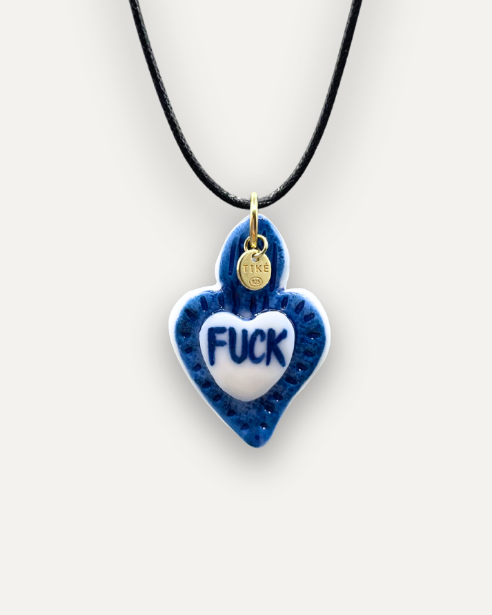 Rebel Blue Heart Porcelain Charm