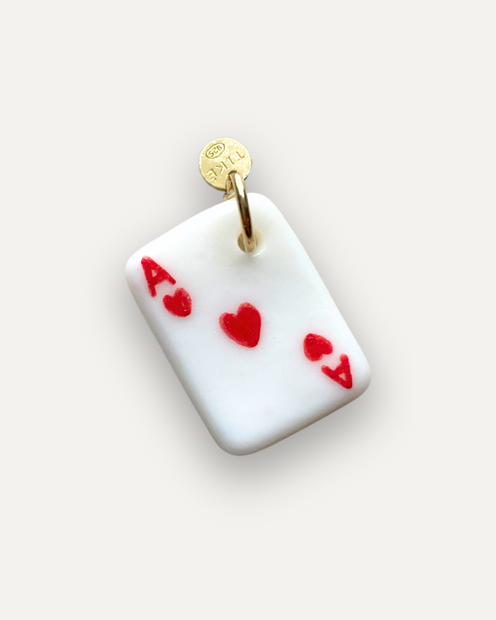 Charm in Porcellana Asso di Cuori rosso