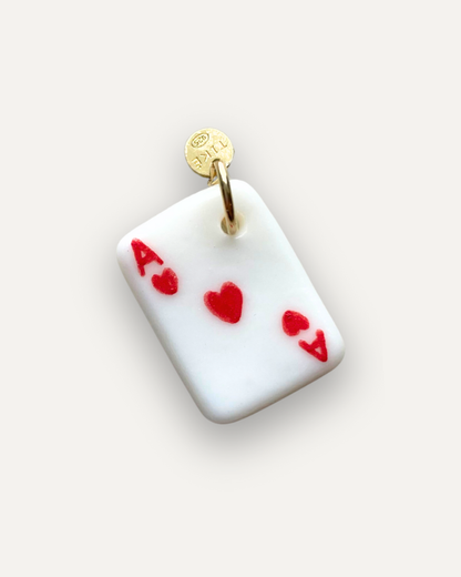 Charm in Porcellana Asso di Cuori rosso