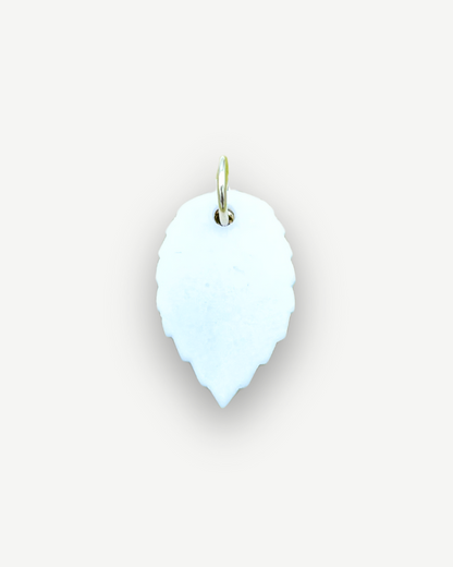 White leaf with gold stripe porcelain charm