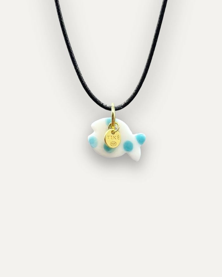 Turquoise Fish with Dots Porcelain Charm