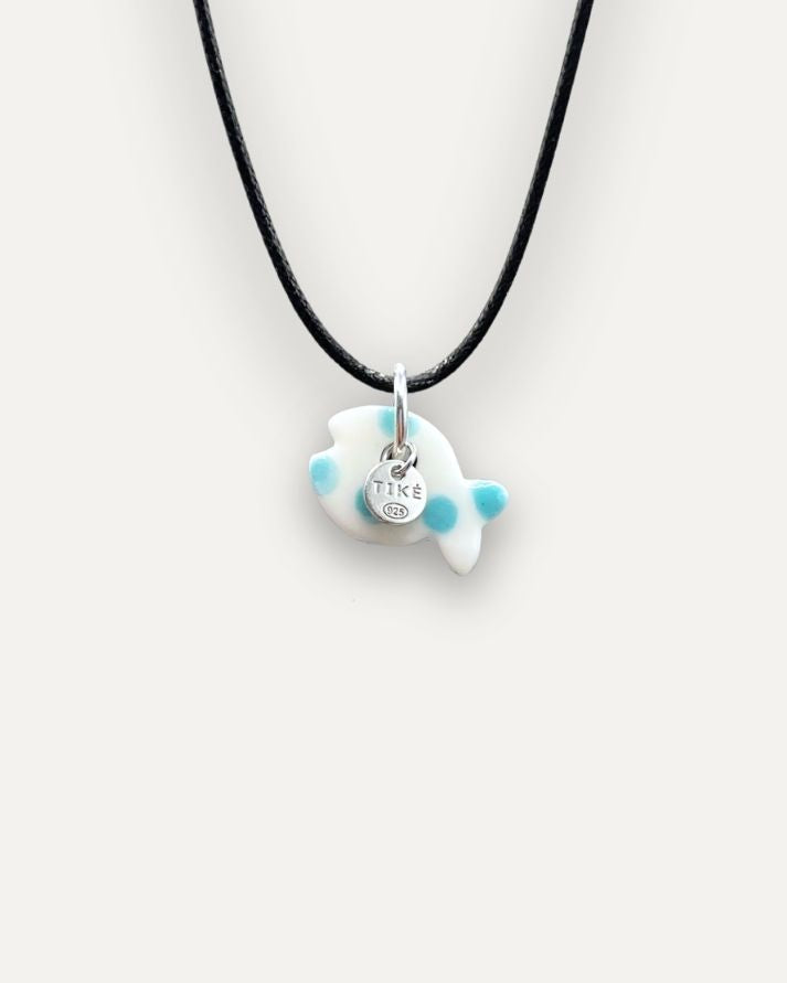 Turquoise Fish with Dots Porcelain Charm