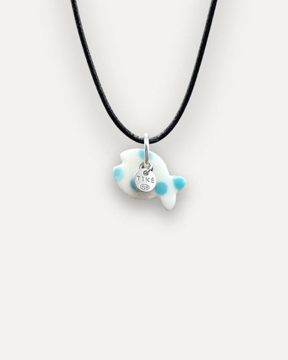 Turquoise Fish with Dots Porcelain Charm