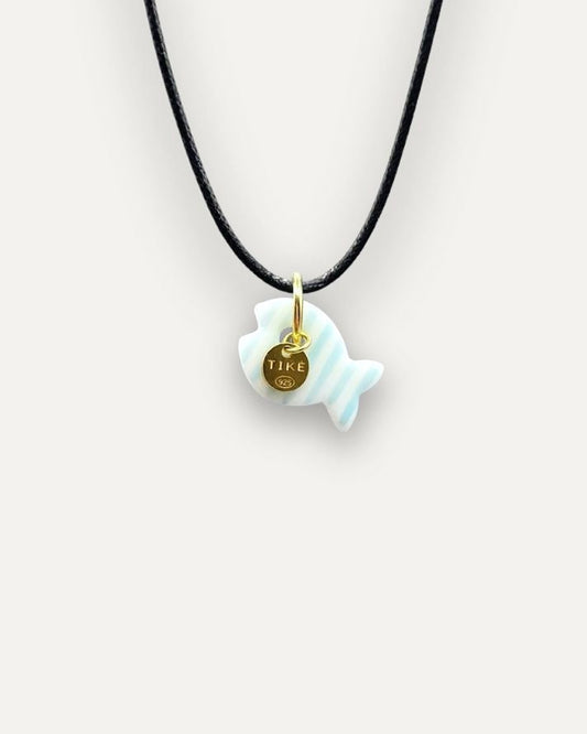 Charm in Porcellana Pesce Turchese Righe