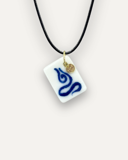 Blue Energetic Rectangle Porcelain Charm