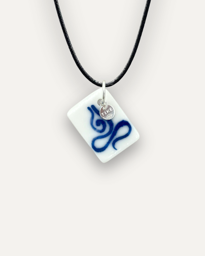 Blue Energetic Rectangle Porcelain Charm