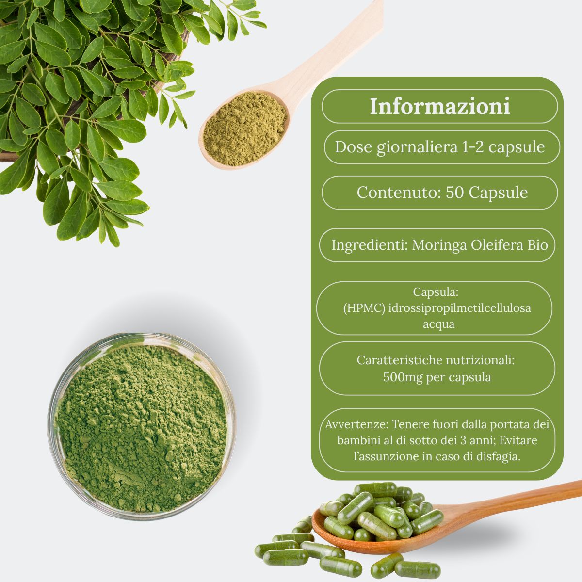 Moringa Oleifera Bio en Cápsulas | 50 Cápsulas