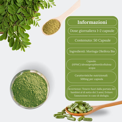 Moringa Oleifera Bio en Cápsulas | 50 Cápsulas