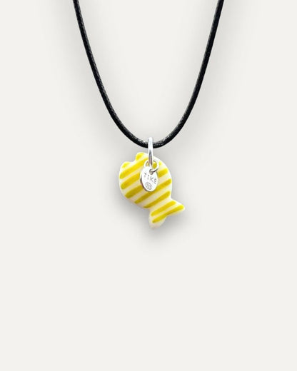 Green Fish with Stripes Porcelain Charm