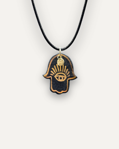 Porzellan-Charm Große schwarze Fatima-Hand