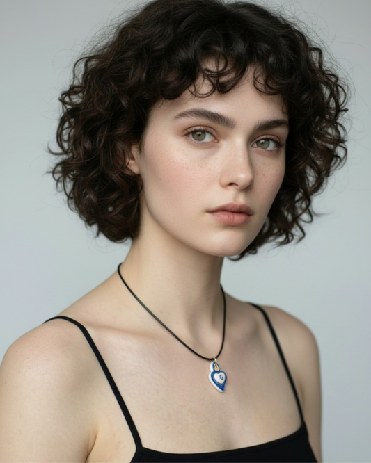 Charm in Porcellana Cuore Blu - Lettera G