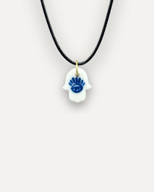 Charm de porcelana Mano de Fátima pequeña azul