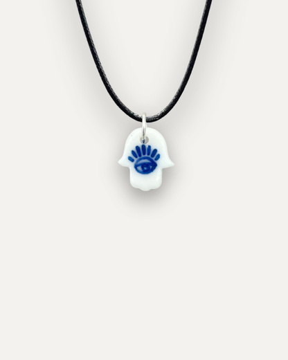 Small Blue Porcelain Charm Hamsa Hand