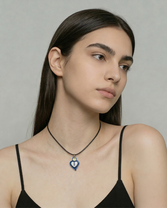 Charm in Porcellana Cuore Blu - Lettera I