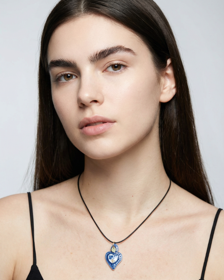 Charm in Porcellana Cuore Blu Amati Oro