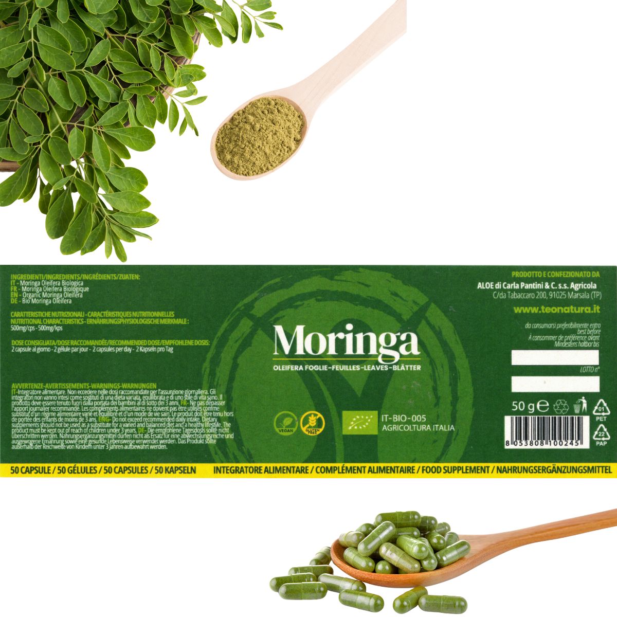 Moringa Oleifera Bio en Cápsulas | 50 Cápsulas