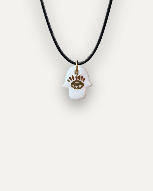 Charm in Porcellana Mano di Fatima Piccolo Bianco