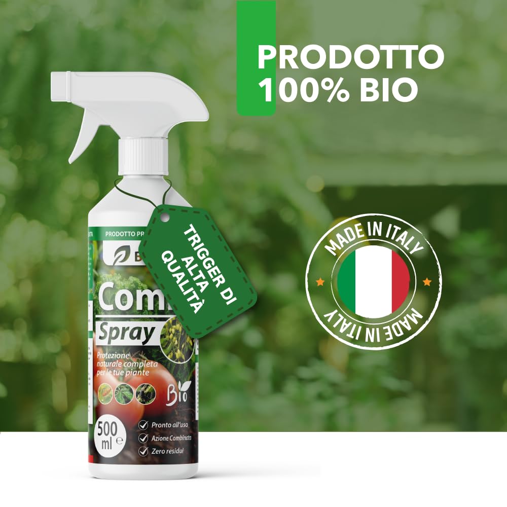Combi Spray 500 ml | Con Olio di Neem e Sapone Molle | Naturale e Pronto all’Uso | Anti-Afidi, Cocciniglie e Fumaggine | Protegge e Pulisce le Piante