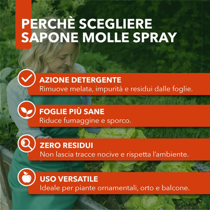 Sapone Molle Potassico Spray 500 ml – Insetticida Naturale per Piante, Afidi, Cocciniglia, Effetto Corroborante e Lava Melata