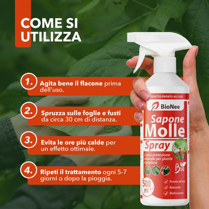 Sapone Molle Potassico Spray 500 ml – Insetticida Naturale per Piante, Afidi, Cocciniglia, Effetto Corroborante e Lava Melata