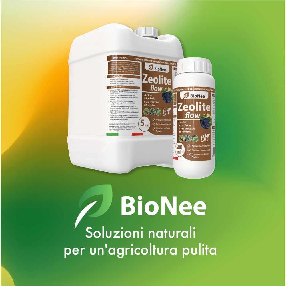 Zeolite Flow Bionee 500 ml – Corroborante Naturale per Piante – Barriera Protettiva Antifungo e Insetti – Ammesso in Agricoltura Biologica