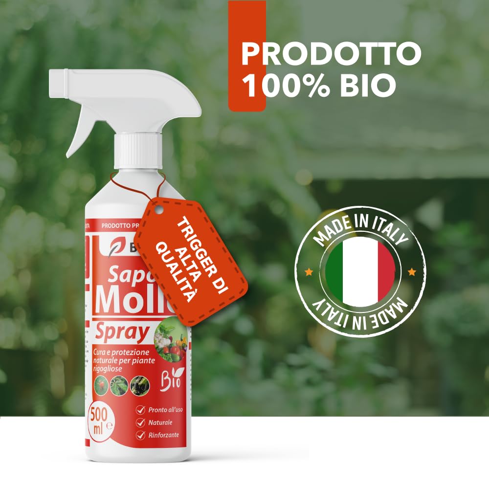 Sapone Molle Potassico Spray 500 ml – Insetticida Naturale per Piante, Afidi, Cocciniglia, Effetto Corroborante e Lava Melata