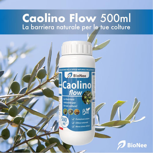 Caolino in sospensione 500 ml – Corroborante Naturale per Piante, Protezione Solare e Barriera Fisica Contro Insetti – Uso Agricolo e Florovivaistico, Ammesso in Agricoltura Biologica