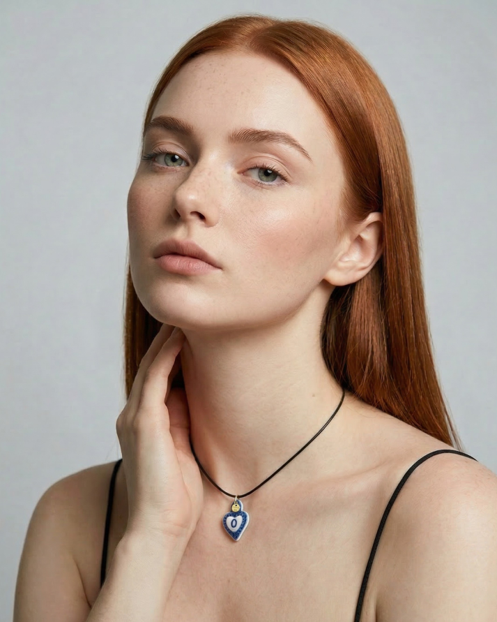 Charm in Porcellana Cuore Blu - Lettera O