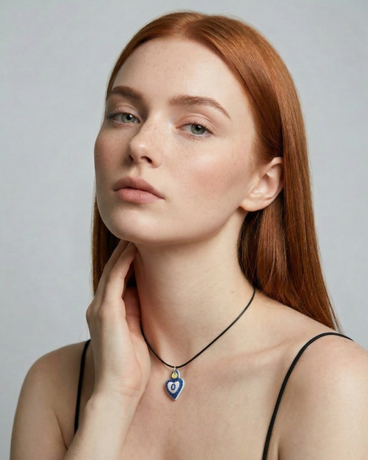 Charm in Porcellana Cuore Blu - Lettera O