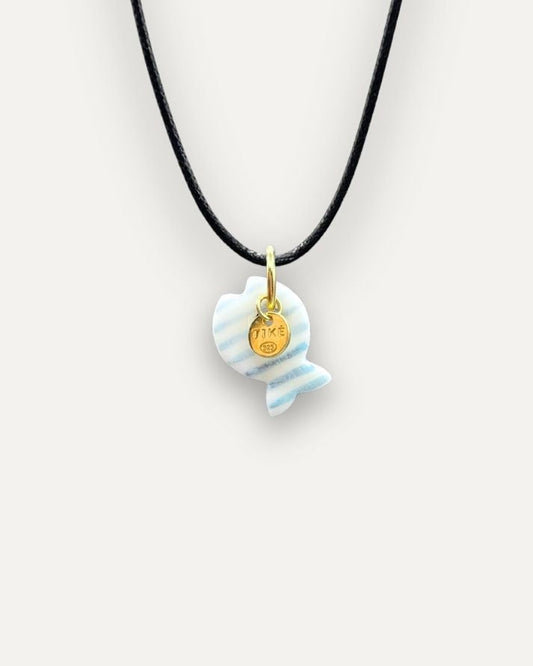 Charm in Porcellana Pesce Azzurro Melange Righe