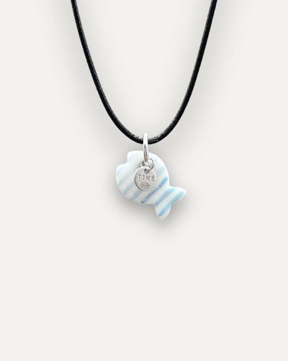Melange Light Blue Striped Fish Porcelain Charm