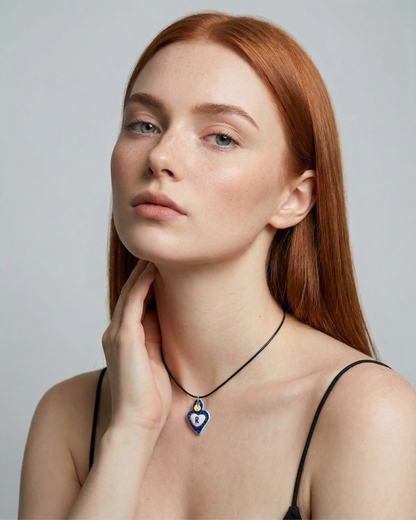 Charm de porcelana Corazón azul - Letra R