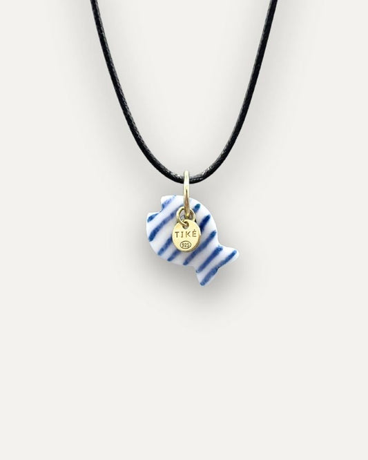 Charm in Porcellana Pesce Blu Righe
