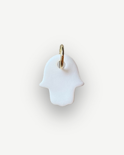 Small White Hand of Fatima Porcelain Charm